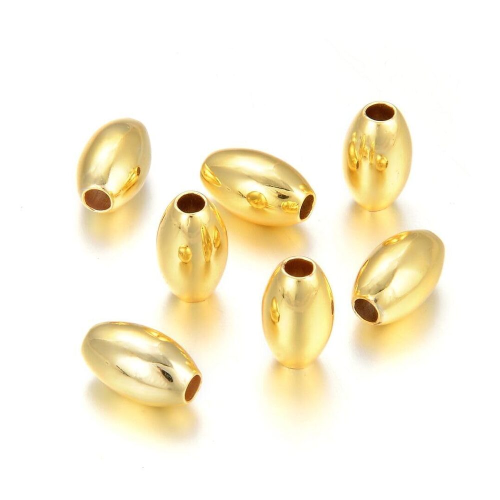 7203 100pcs Adabele Tarnish Resistant 8mm Oval Rice Loose Beads 18K Yellow